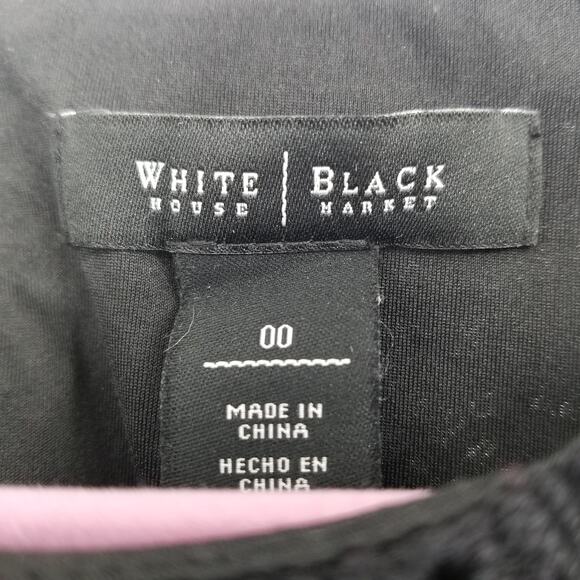 White House Black Market Crochet Lace Dress 00 Sleeveless Pleated Skirt Black - Picture 3 of 8